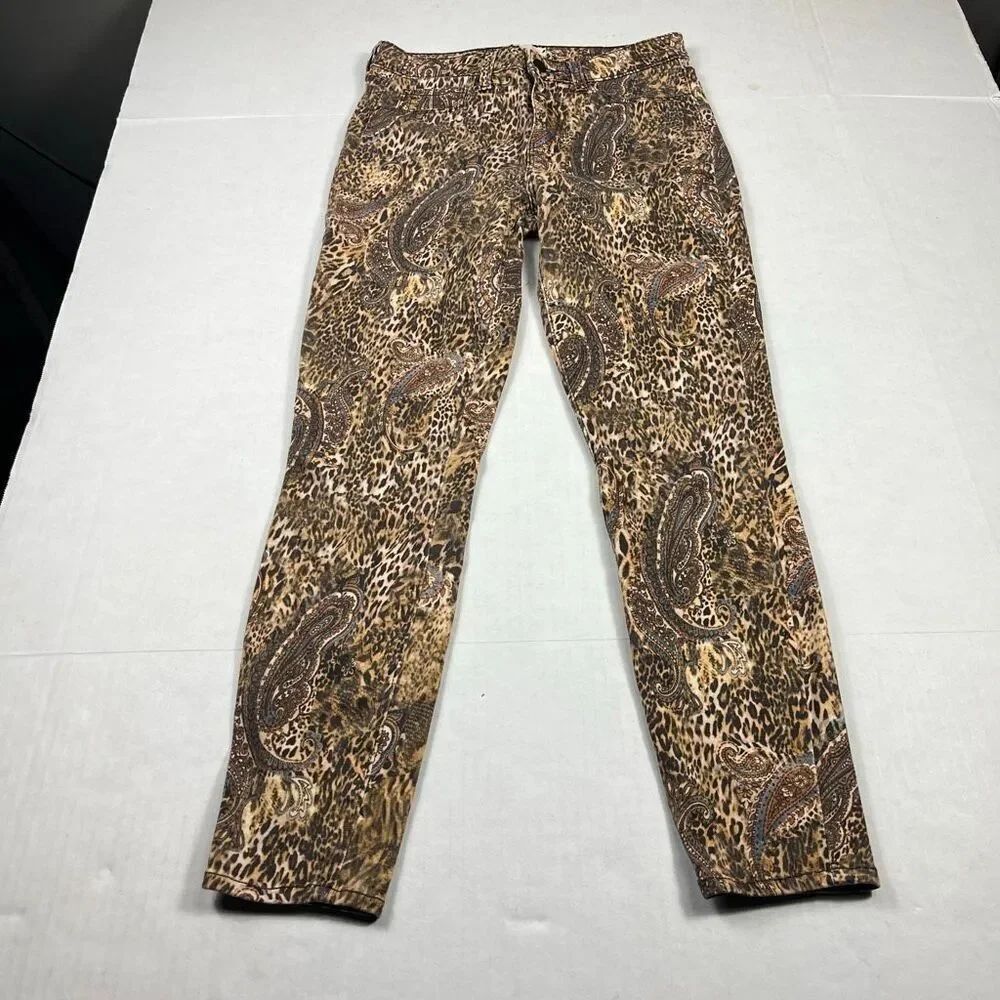 L'Agence Margot Ankle High Rise Skinny Jeans Leopard Print Boho Glam Chic 27